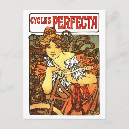 Art Nouveau Bicycle Mucha Art Postcard