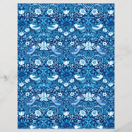 Art Nouveau Bird and Flower Tapestry Dark Blue 