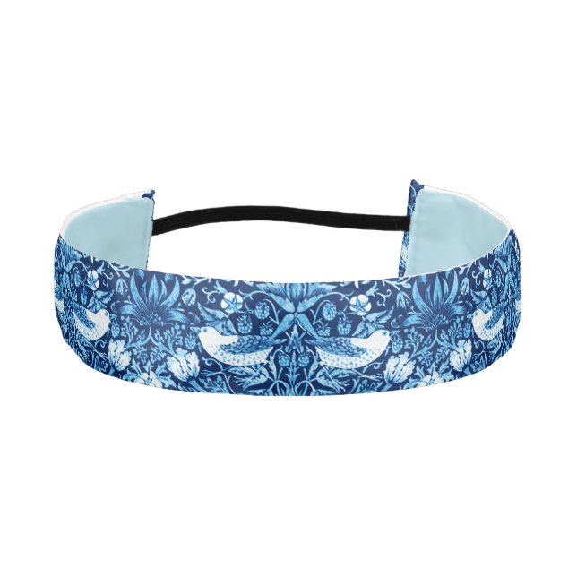 Art Nouveau Bird and Flower Tapestry, Dark Blue Athletic Headband (Front)