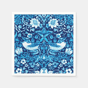 Art Nouveau Bird and Flower Tapestry, Dark Blue Paper Napkins