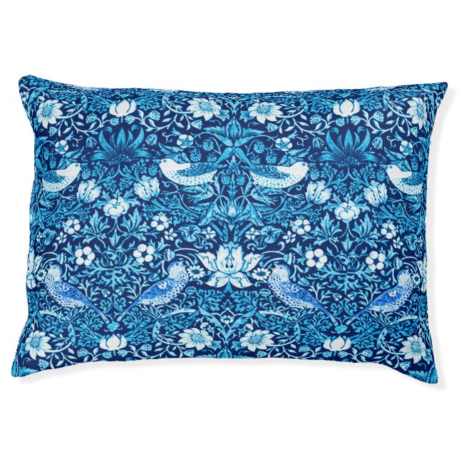 Art Nouveau Bird and Flower Tapestry, Dark Blue    Pet Bed (Front)