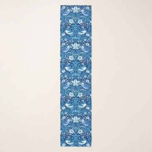 Art Nouveau Bird and Flower Tapestry Dark Blue Scarf