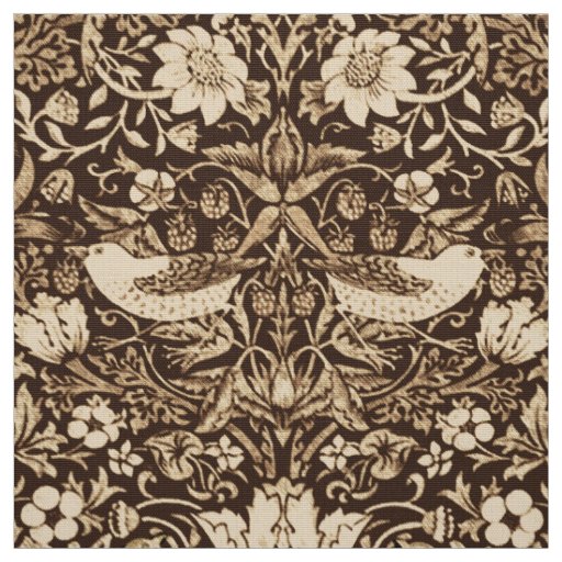 Art Nouveau Bird and Flower Tapestry, Dark Brown Fabric
