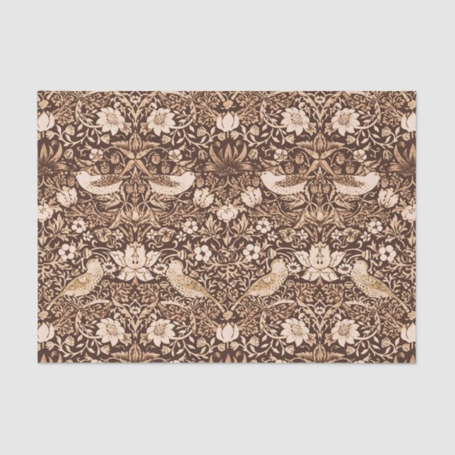Art Nouveau Bird and Flower Tapestry, Dark Brown Tissue Paper (Front)