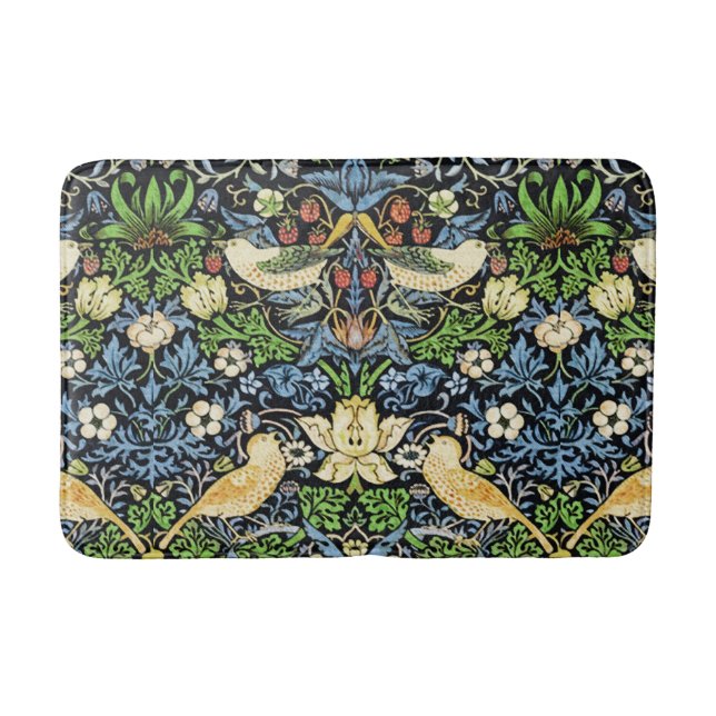Art Nouveau Bird and Flower Tapestry Pattern Bathroom Mat (Front)