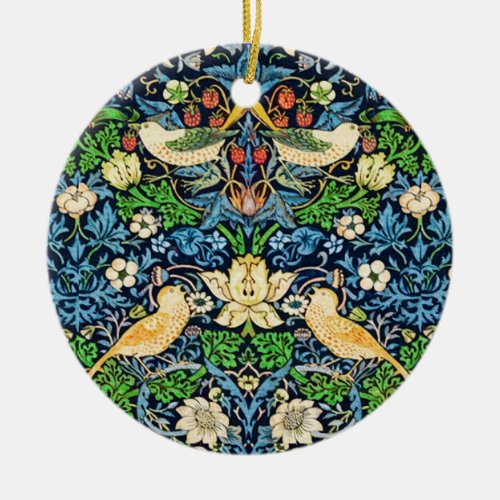 Art Nouveau Bird and Flower Tapestry Pattern  Ceramic Ornament