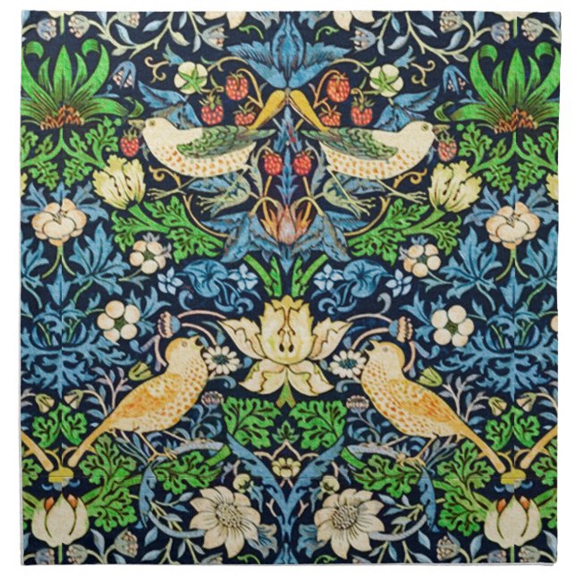 Art Nouveau Bird and Flower Tapestry Pattern Cloth Napkin (Front)