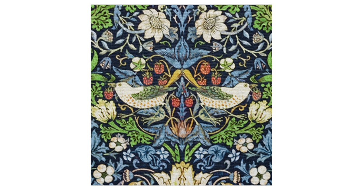 Art Nouveau Bird and Flower Tapestry Pattern Fabric | Zazzle