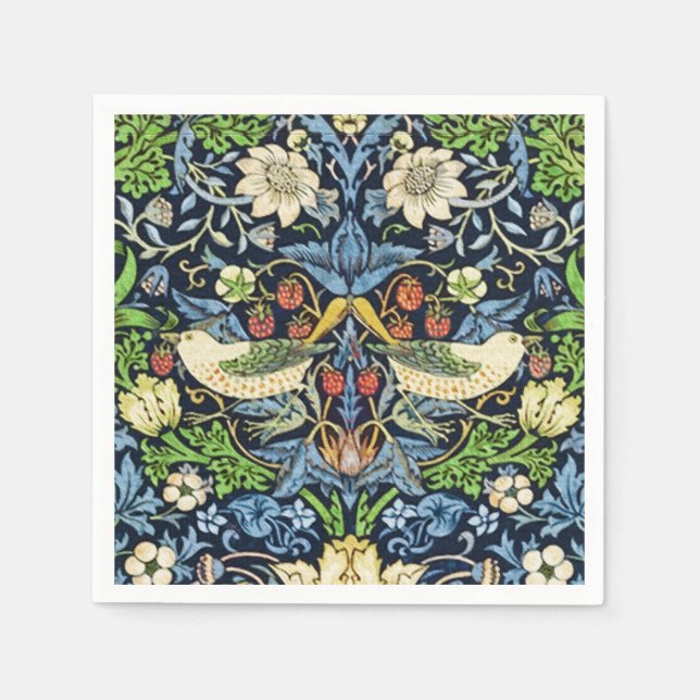 Art Nouveau Bird and Flower Tapestry Pattern Napkins (Front)