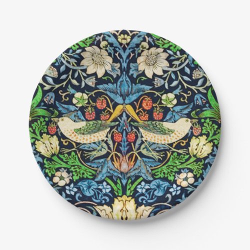 Art Nouveau Bird and Flower Tapestry Pattern Paper Plates