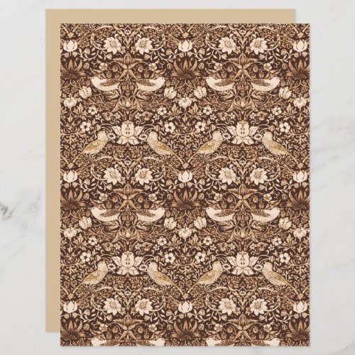Art Nouveau Bird and Flower Tapestry Sepia Brown 