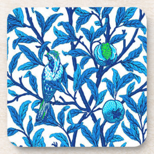 Art Nouveau Bird and Pomegranate, Cobalt Blue  Beverage Coaster