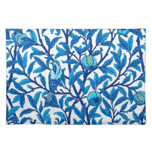 Art Nouveau Bird and Pomegranate, Cobalt Blue Cloth Placemat