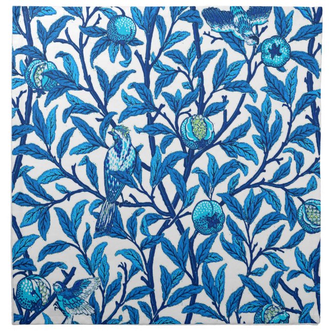 Art Nouveau Bird and Pomegranate, Cobalt Blue Napkin (Front)