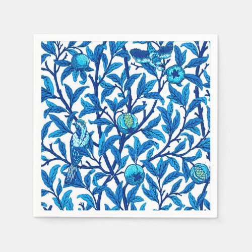 Art Nouveau Bird and Pomegranate Cobalt Blue Paper Napkins