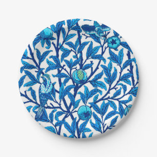 Art Nouveau Bird and Pomegranate, Cobalt Blue Paper Plates