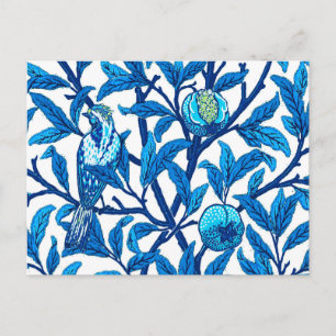 Art Nouveau Bird and Pomegranate, Cobalt Blue Postcard