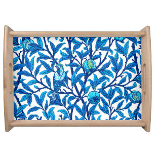 Art Nouveau Bird and Pomegranate, Cobalt Blue Serving Tray