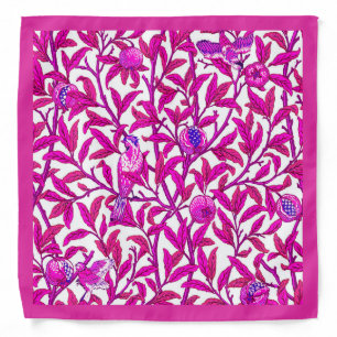 Art Nouveau Bird and Pomegranate, Fuchsia Pink Bandana