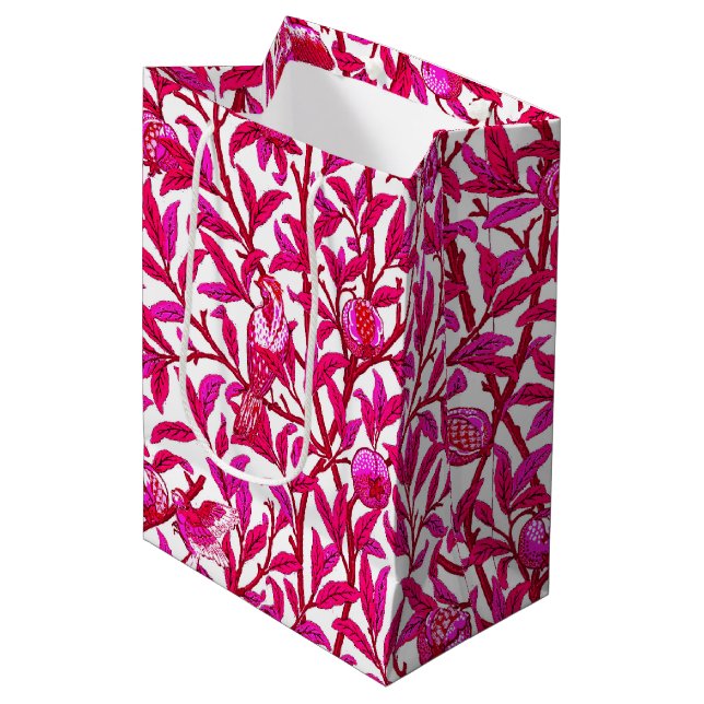 Art Nouveau Bird and Pomegranate, Fuchsia Pink   Medium Gift Bag (Front Angled)