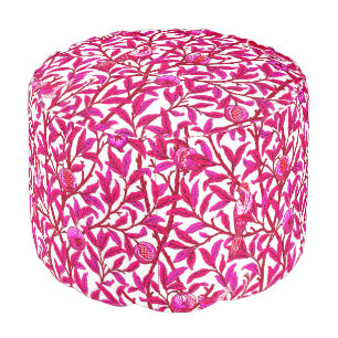 Art Nouveau Bird and Pomegranate, Fuchsia Pink   Pouf