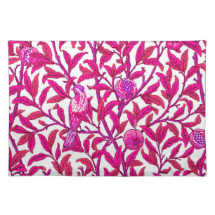 Art Nouveau Bird and Pomegranate, Fuchsia & Violet Cloth Placemat