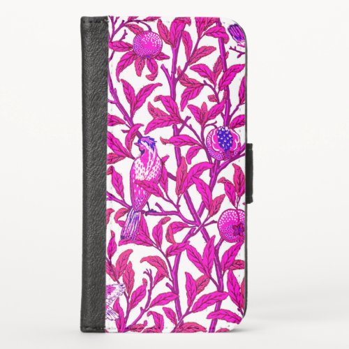 Art Nouveau Bird and Pomegranate Fuchsia  Violet iPhone X Wallet Case