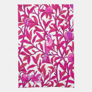Art Nouveau Bird and Pomegranate, Fuchsia & Violet Towel