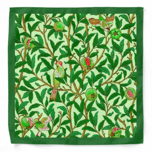 Art Nouveau Bird and Pomegranate Lime Green Bandana