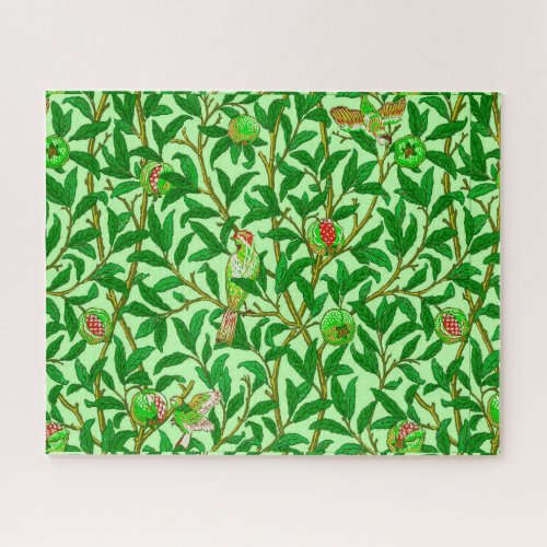 Art Nouveau Bird and Pomegranate Lime Green  Jigsaw Puzzle