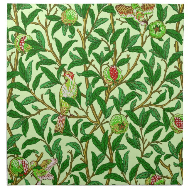 Art Nouveau Bird and Pomegranate, Lime Green Napkin (Front)