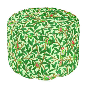 Art Nouveau Bird and Pomegranate, Lime Green  Pouf