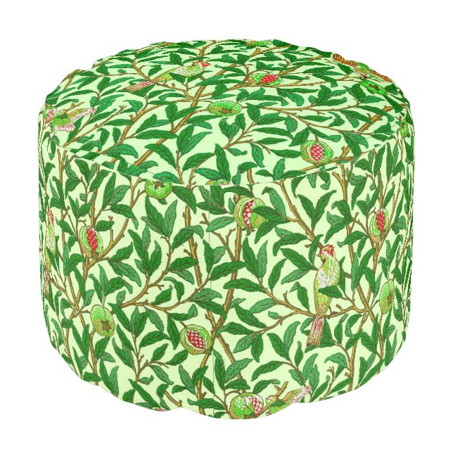 Art Nouveau Bird and Pomegranate, Lime Green  Pouf (Angled Front)