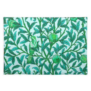 Art Nouveau Bird and Pomegranate, Turquoise    Cloth Placemat