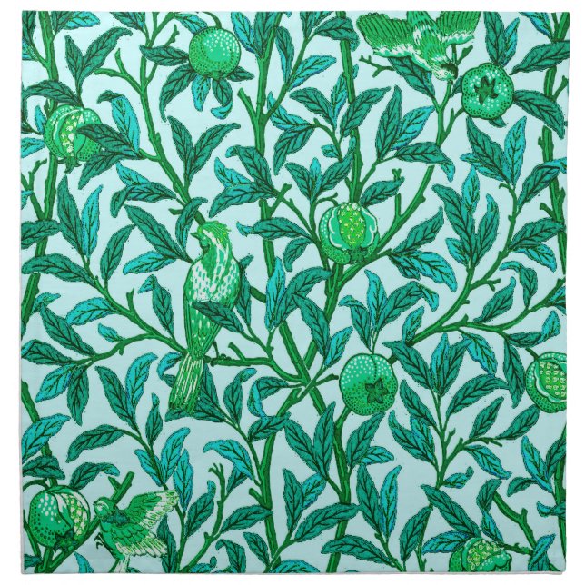 Art Nouveau Bird and Pomegranate, Turquoise Napkin (Front)