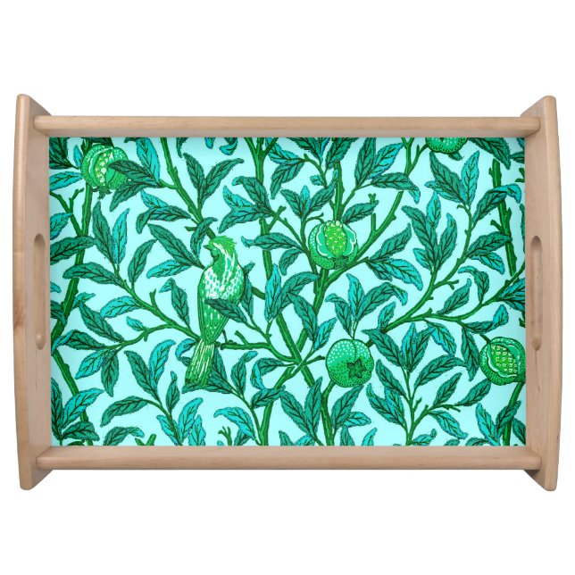 Art Nouveau Bird and Pomegranate, Turquoise Serving Tray (Front)