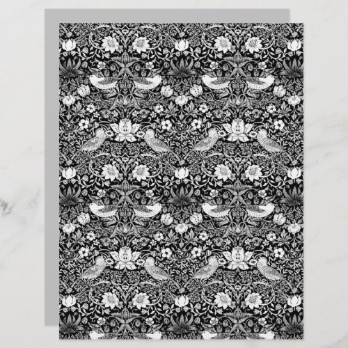 Art Nouveau Bird  Flower Tapestry Black  White 