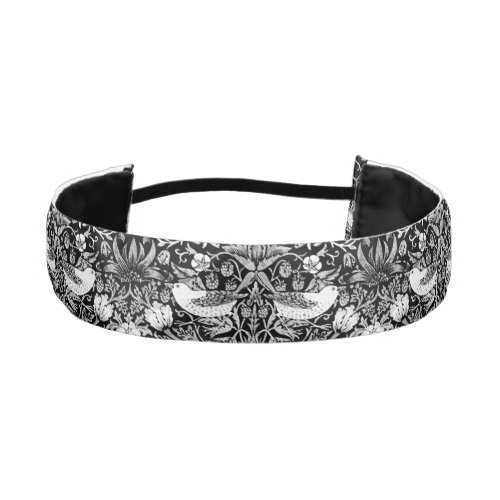 Art Nouveau Bird  Flower Tapestry Black  White Athletic Headband