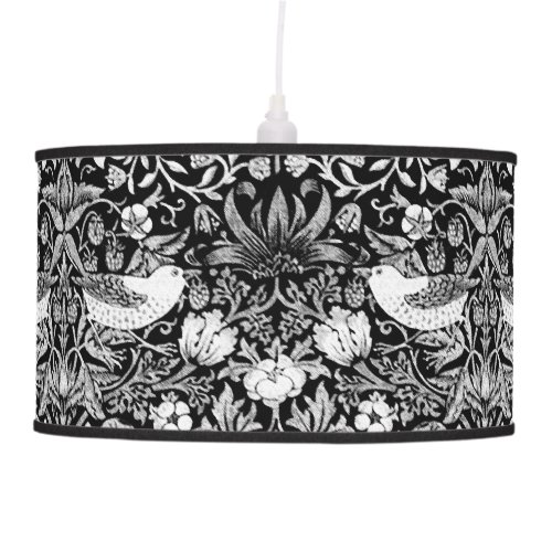 Art Nouveau Bird   Flower Tapestry Black  White Ceiling Lamp