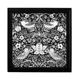 Art Nouveau Bird & Flower Tapestry, Black & White Gift Box