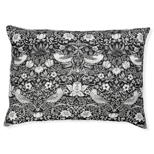 Art Nouveau Bird  Flower Tapestry Black  White Pet Bed