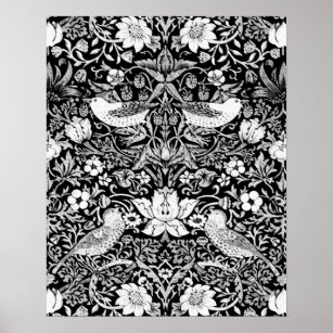 Art Nouveau Bird & Flower Tapestry, Black & White Graphic T-Shirt