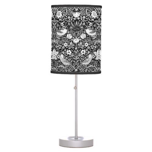 Art Nouveau Bird   Flower Tapestry Black  White Table Lamp