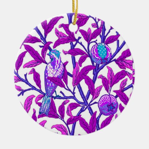 Art Nouveau Bird  Pomegranate Amethyst Purple  Ceramic Ornament