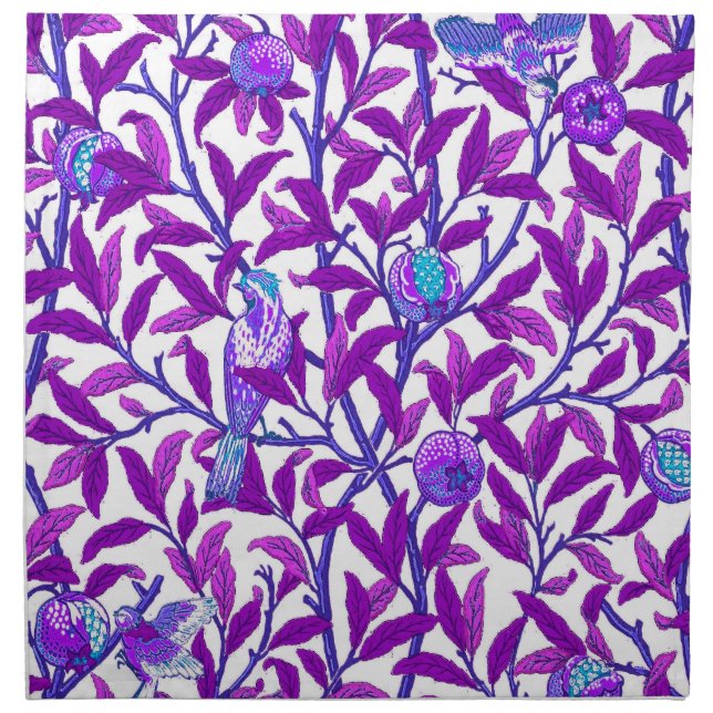 Art Nouveau Bird & Pomegranate, Amethyst Purple  Cloth Napkin (Front)