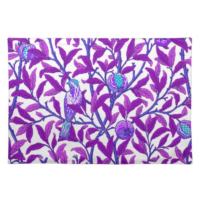 Art Nouveau Bird & Pomegranate, Amethyst Purple  Cloth Placemat (Front)