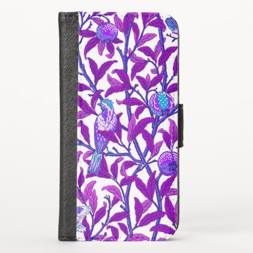 Art Nouveau Bird  Pomegranate Amethyst  Purple iPhone X Wallet Case