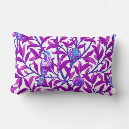 Art Nouveau Bird  Pomegranate Amethyst  Purple  Lumbar Pillow