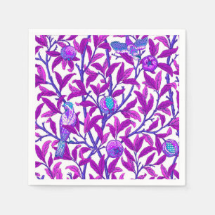 Art Nouveau Bird & Pomegranate, Amethyst Purple Paper Napkins