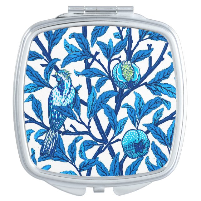 Art Nouveau Bird & Pomegranate, Cobalt Blue Vanity Mirror (Front)